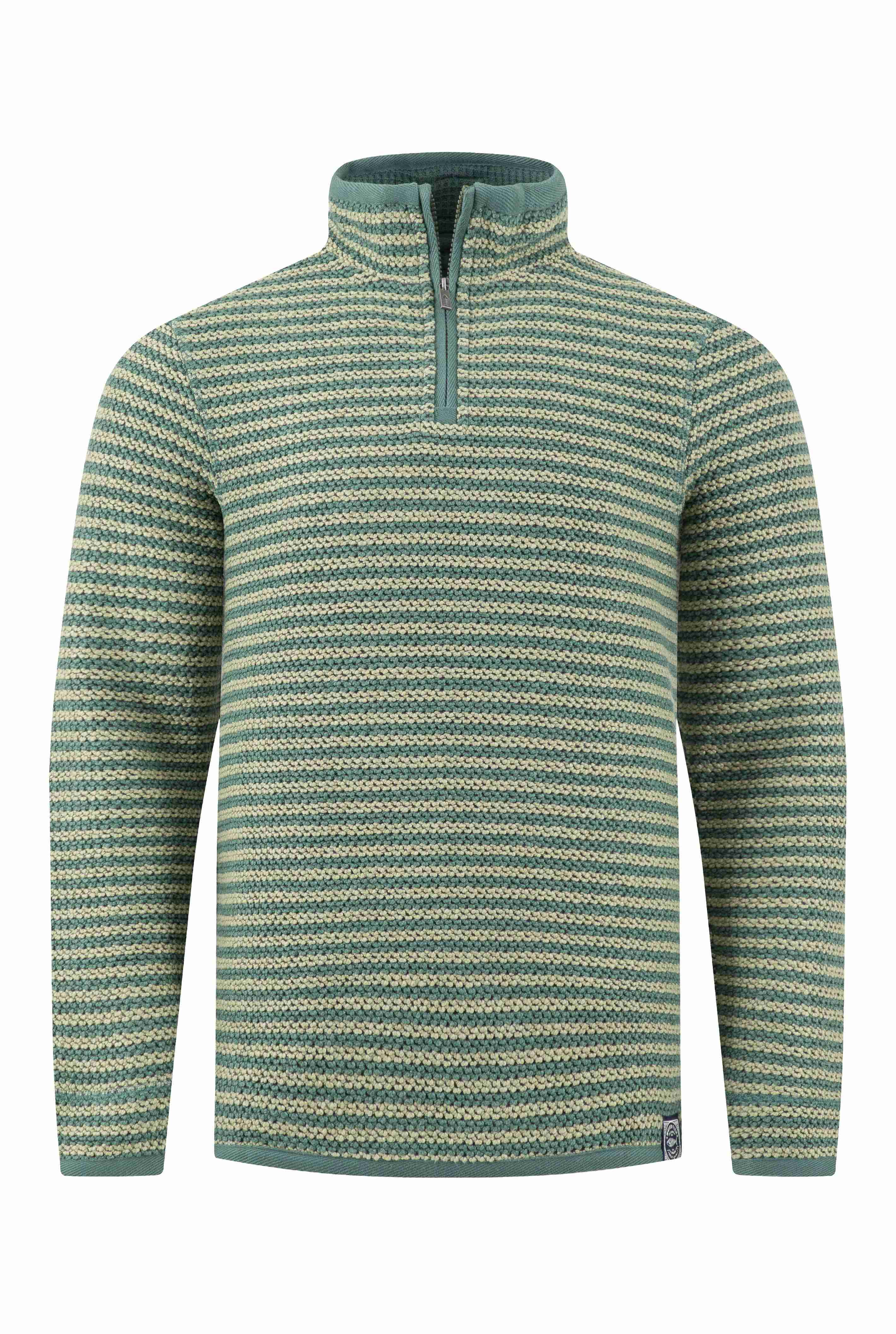 Shorling 1/4 Zip Striped Macaroni Sweatshirt Army Green