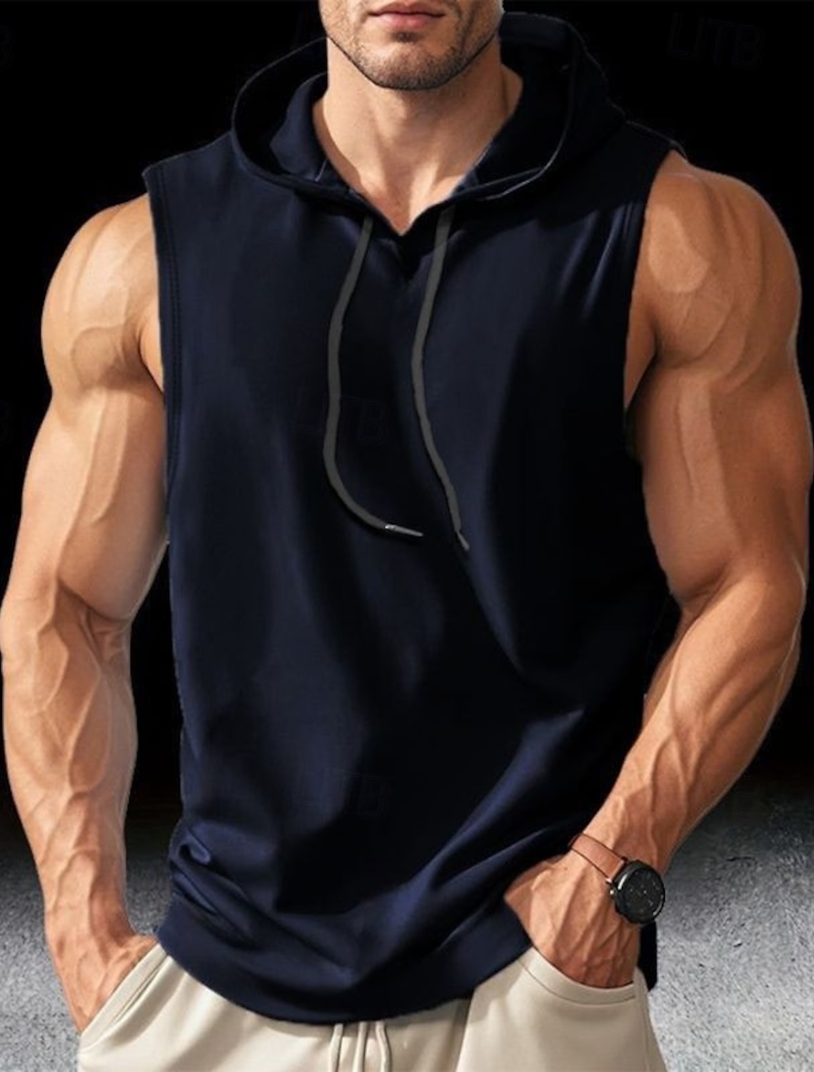 Men's Tank Top Vest Undershirt Sleeveless Shirt Hooded Summer Plain