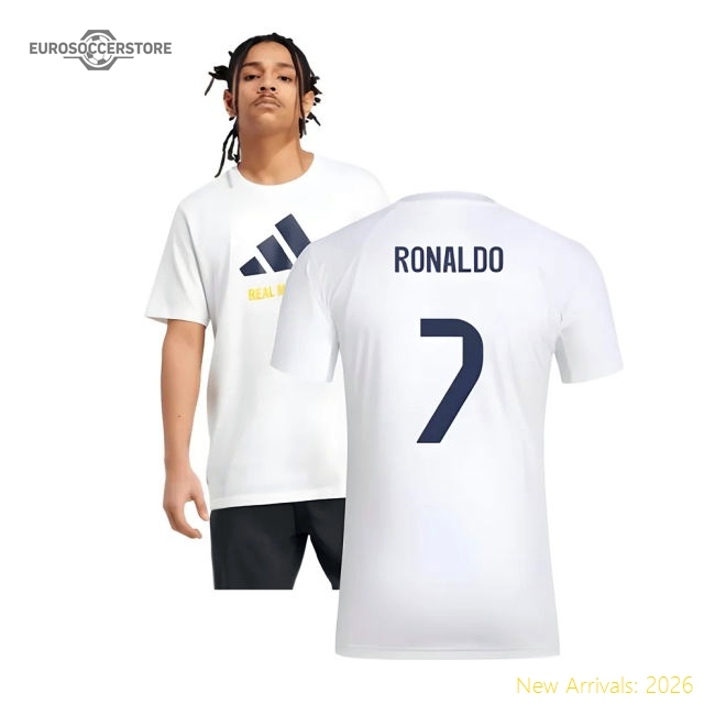 Premium 2025-2026 Real Madrid Seasonal Graphic Tee (White) (Ronaldo 7)