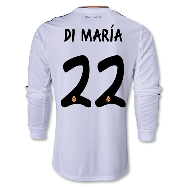 13-14 Real Madrid 22 DI MARIA Home Long Sleeve Jersey Shirt -