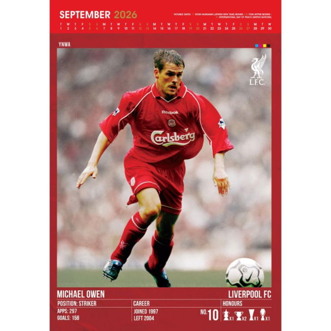 Calendar 2026 2025 Edition Durable Liverpool Home Football Shirt
