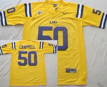 Men's LSU LA Tigers Joey Crappell #50 home jersey Yellow 2024 away