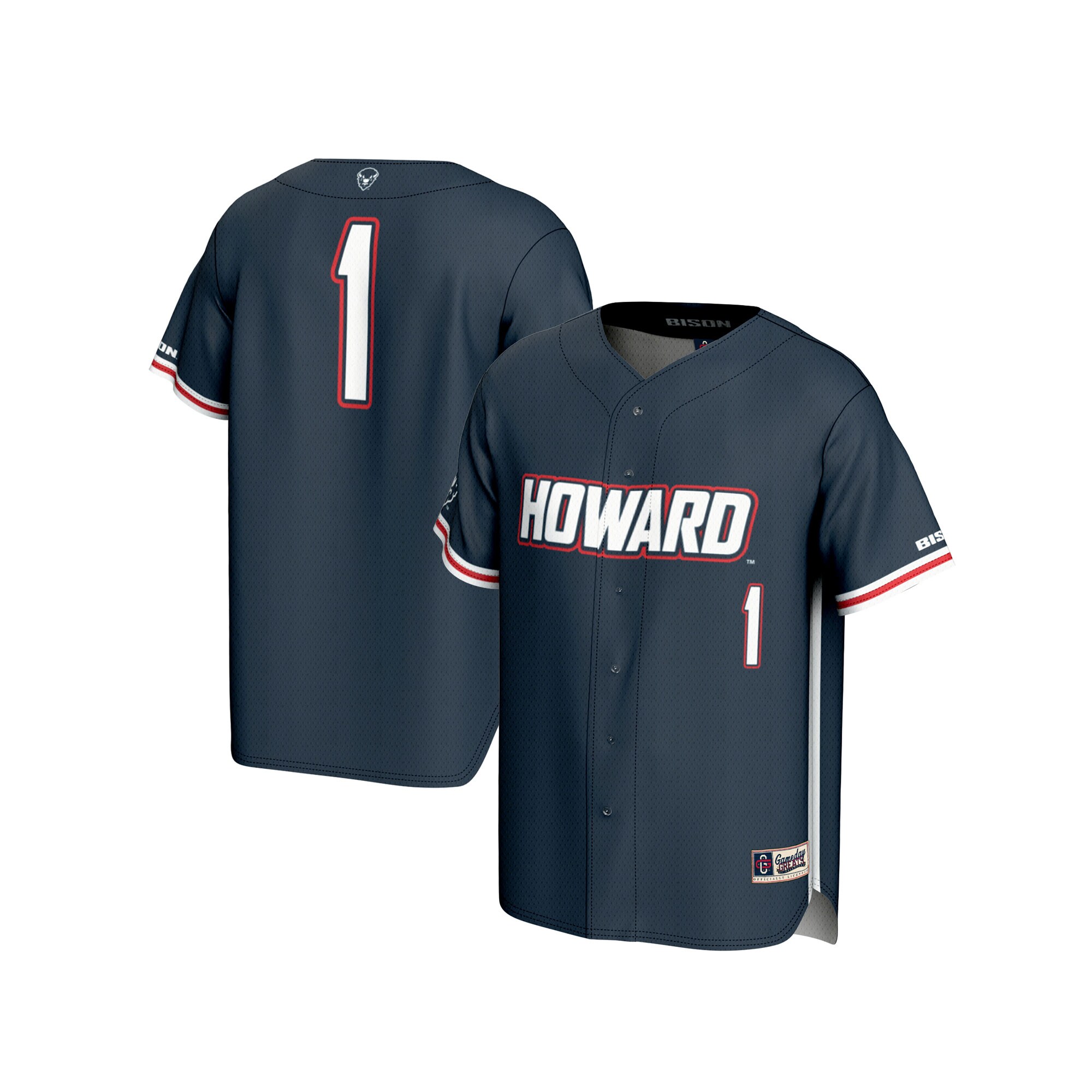[DDG] Howard Bison GameDay Greats Unisex Lightweight Baseball Fashion Jersey - Navy