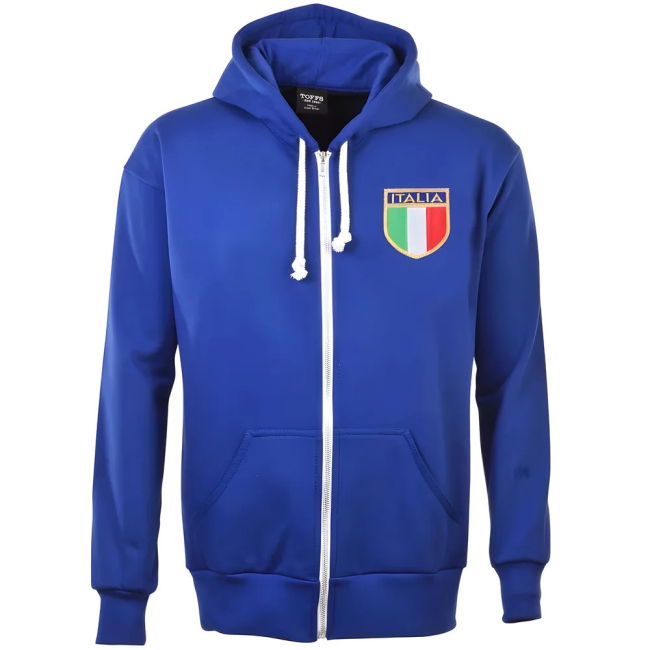 Italy 1975 Vintage Rugby Zipped Hoodie - Royal Performance