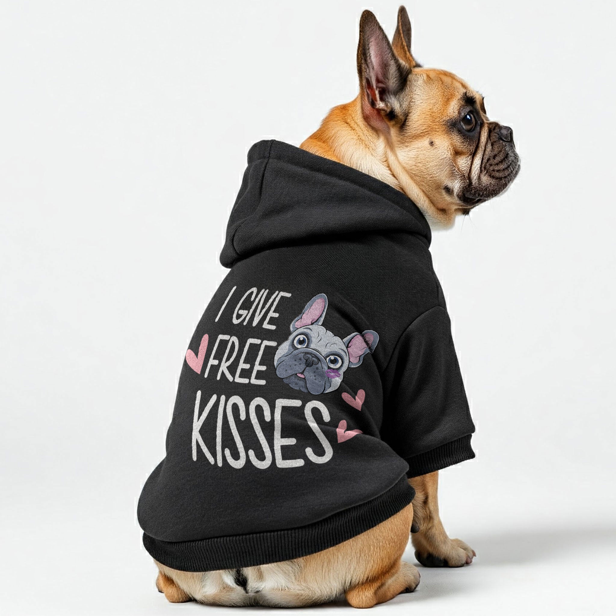 Comfortable Free Kisses - Personalized French Bulldog Hoodies With Fu...