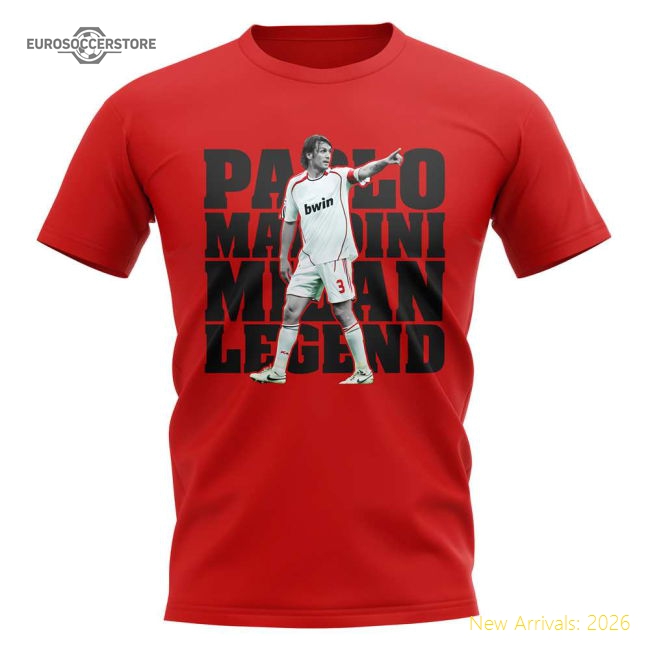 Premium Supporter Paolo Maldini Ac Milan Player T-Shirt (Red)