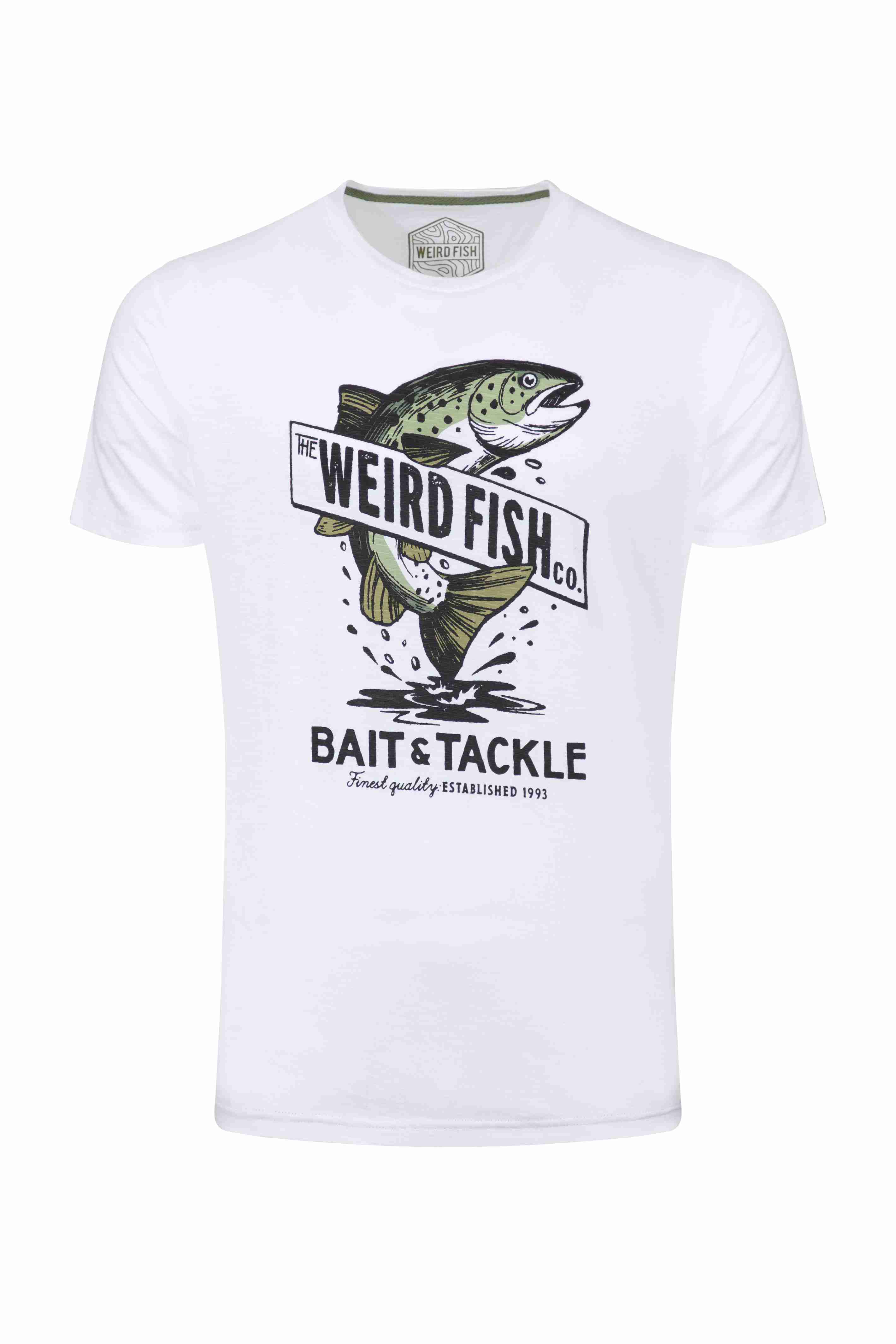 Bait and Tackle Front Print Graphic T-Shirt White