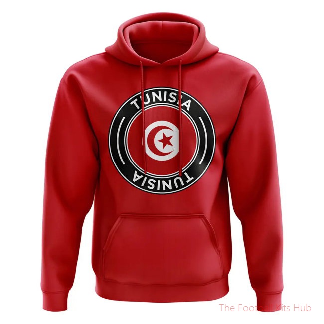 Men Tunisia Football Badge Hoodie (Red)