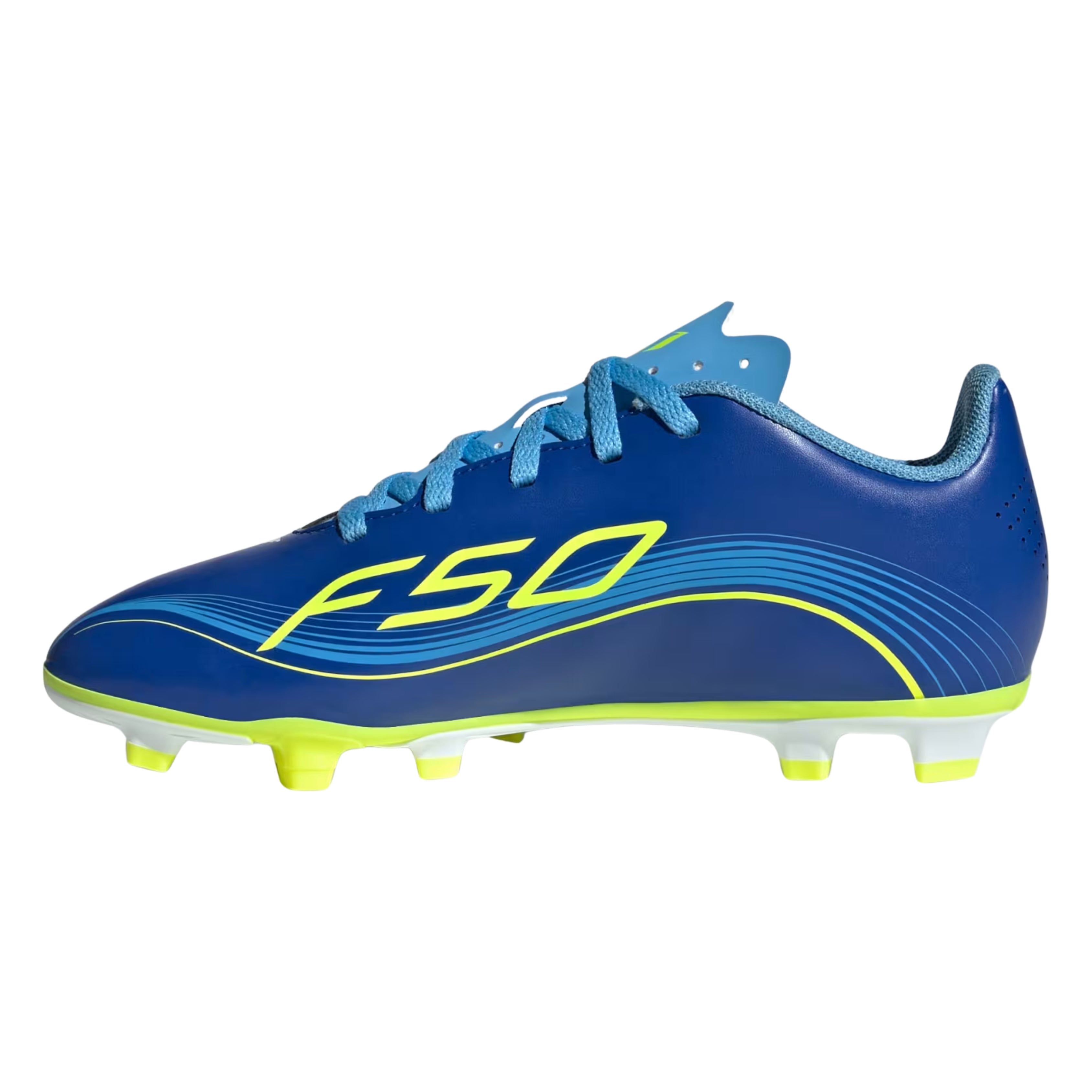 Messi adidas F50 Club Junior Football Boots Royal Blue Solar Yellow