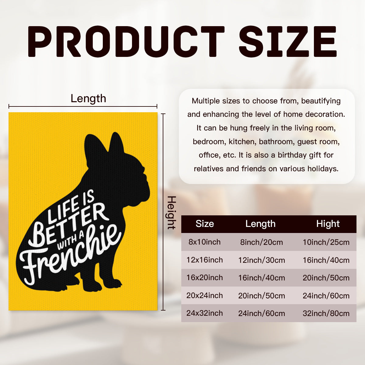 Life is Better with a frenchie - Adorable Frenchie Wall Art