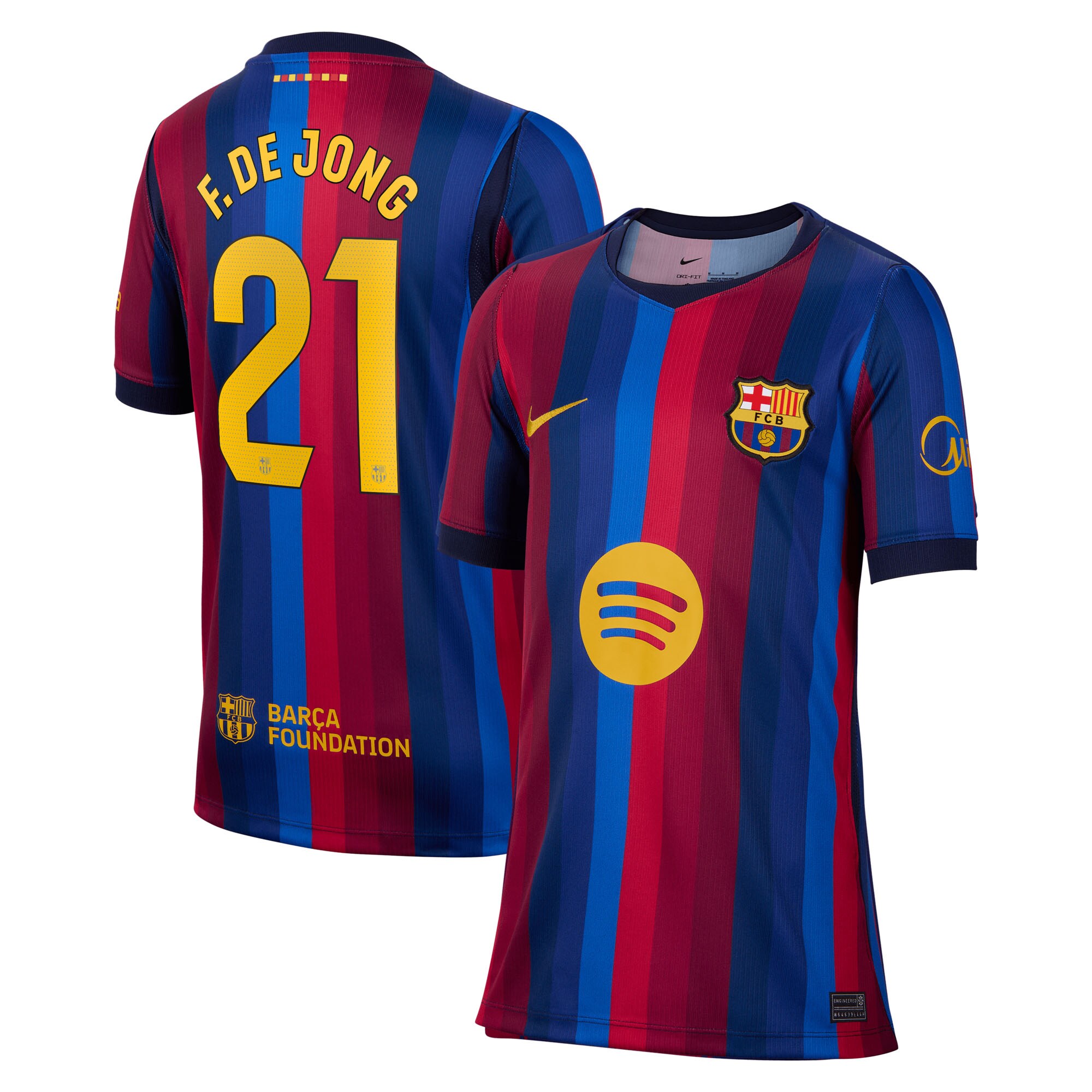 [SJH] Frenkie de Jong #21 Barcelona Youth 2026/27 Home Stadium Replica Jersey - Red