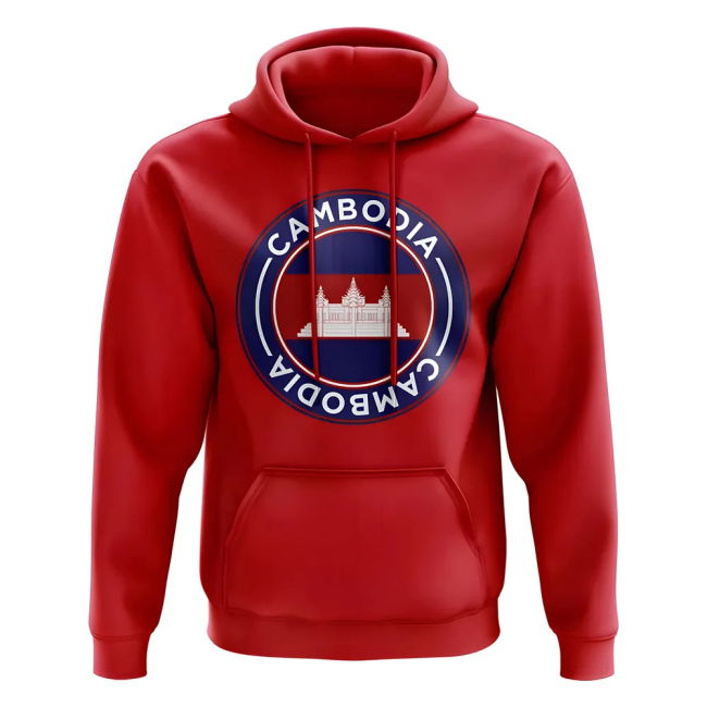 Limited-Edition Cambodia Football Badge Hoodie (Red) Fan-Favorite
