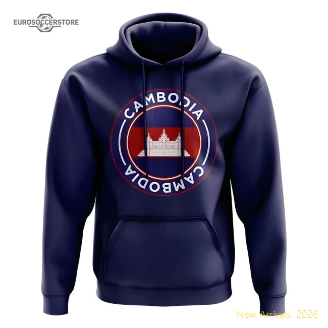 Cambodia Football Badge Hoodie (navy) - Official Design