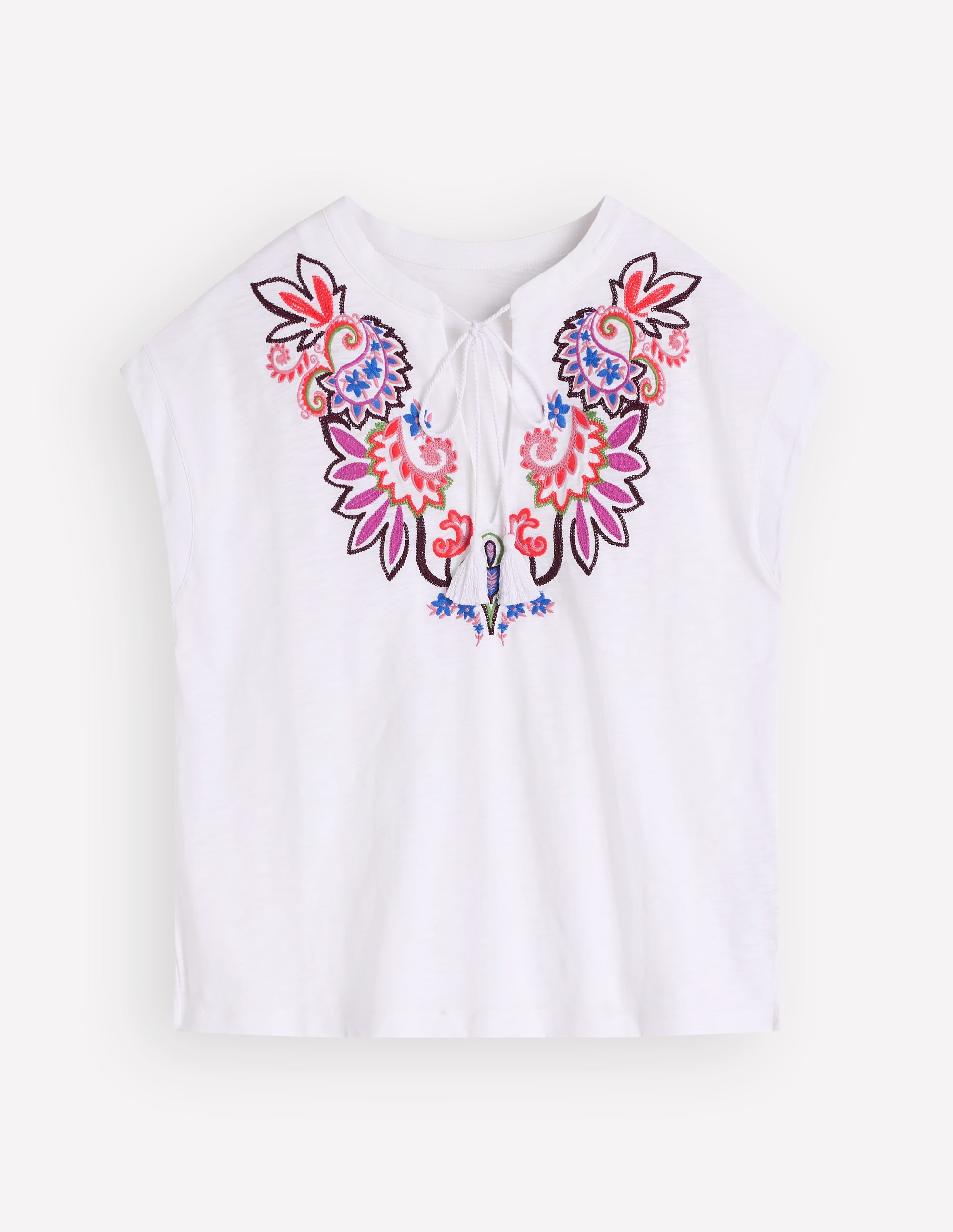 Nina Embroidered Notch T-shirt