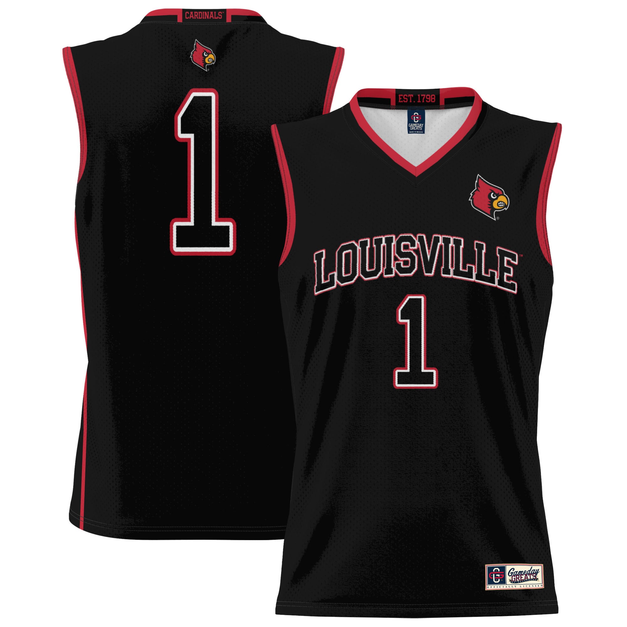 [NJP] Louisville Cardinals GameDay Greats Unisex Lightweight Basketball Jersey - Black