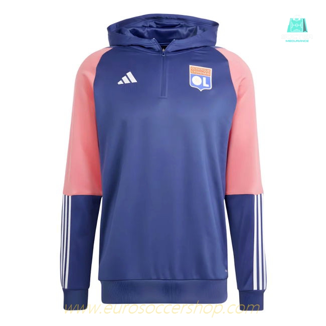 2023-2024 Olympique Lyon Hooded Track Top (Tech Indigo)
