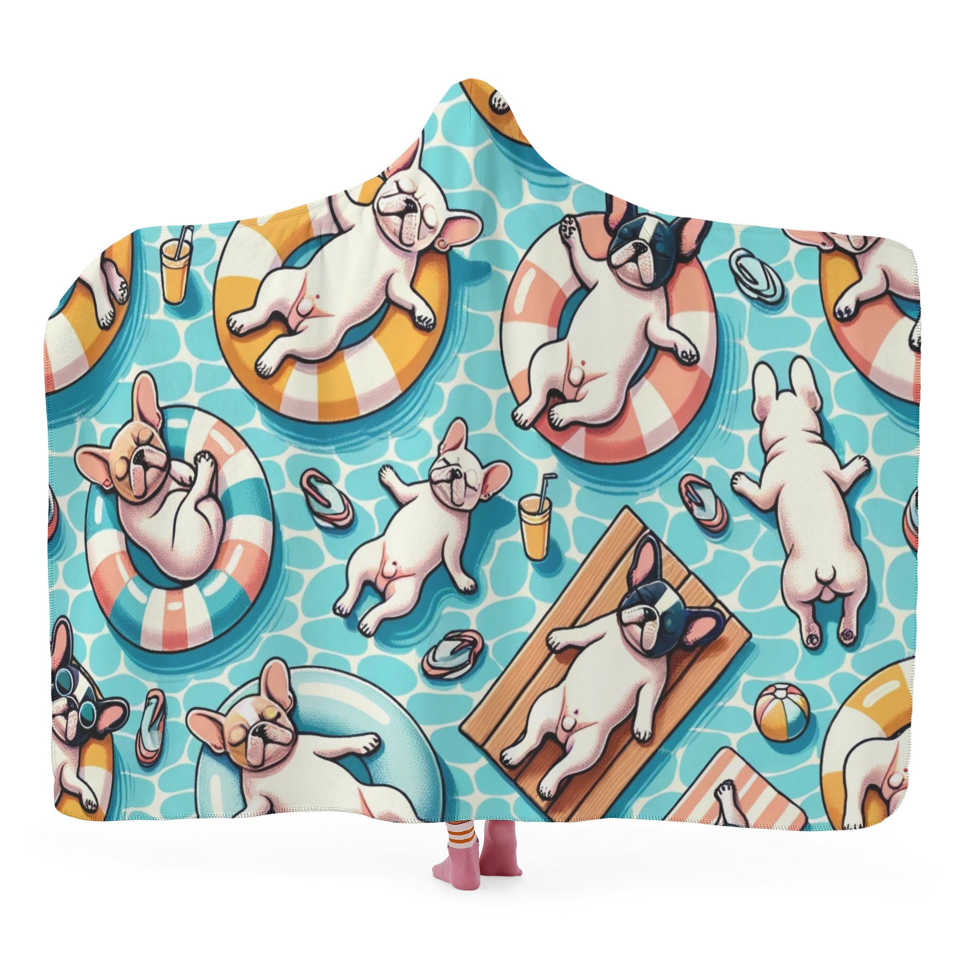 Frenchie-Fan Minimal-Aesthetic Kobe - Hooded Blanket for Daily Life