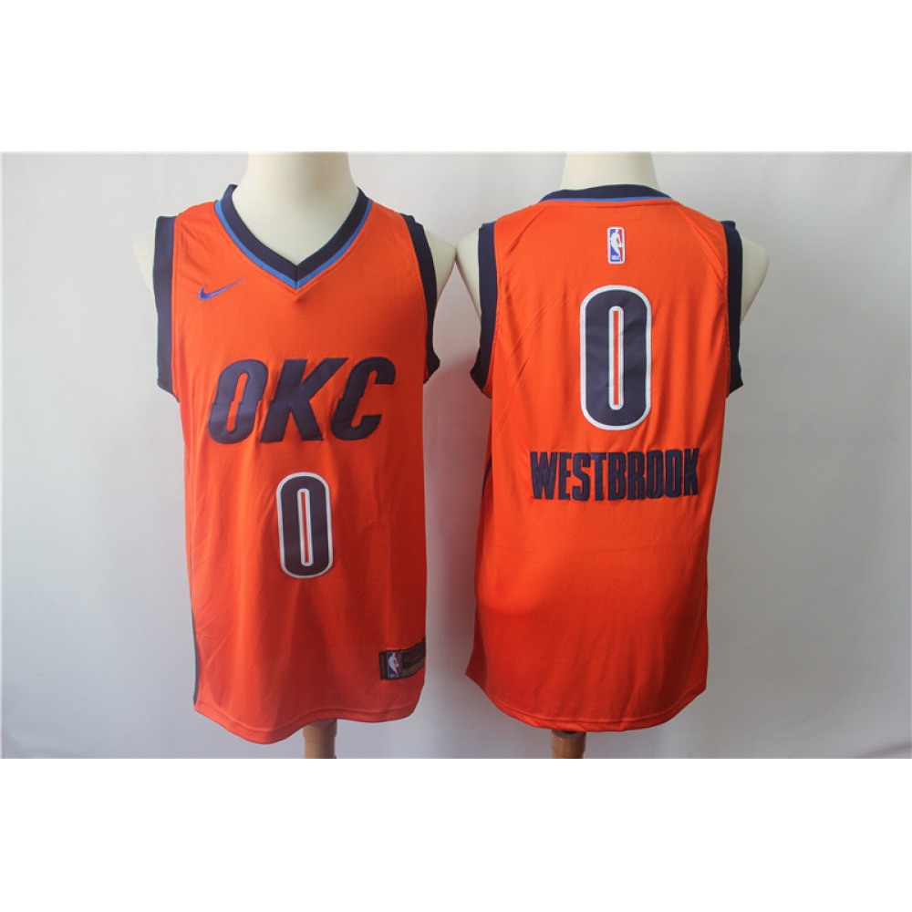 Cost-Effective Men's OKC Thunder #0 Russell Orange Basketball Jersey