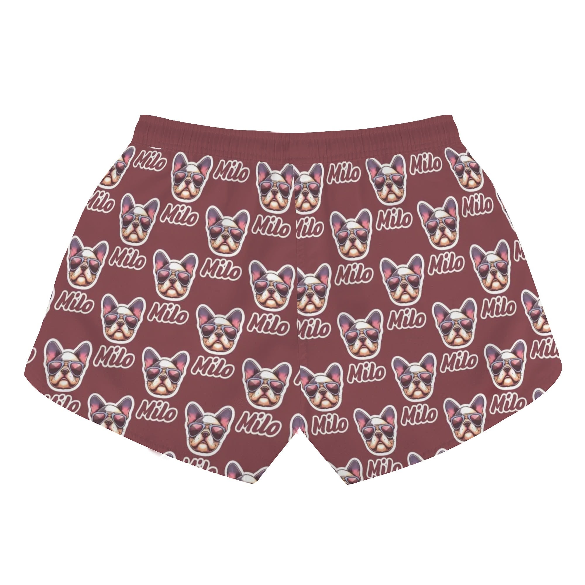 Custom Women's Beach Shorts with French Bulldog Name