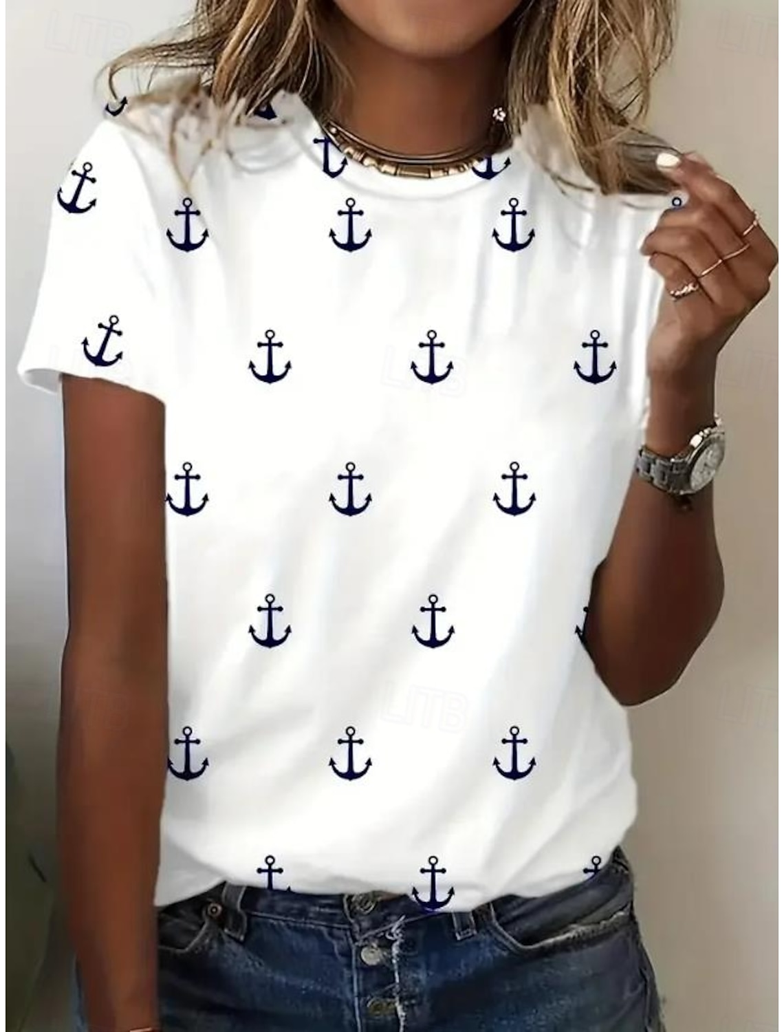 Women's Maxi Dress T Shirt Dress Tee Dress Sundress Shift Dress Summer Dress Vacation Tropical Stylish Vacation Party Holiday Regular Fit Geometric Stripe Short Sleeve Crew Neck White Dark