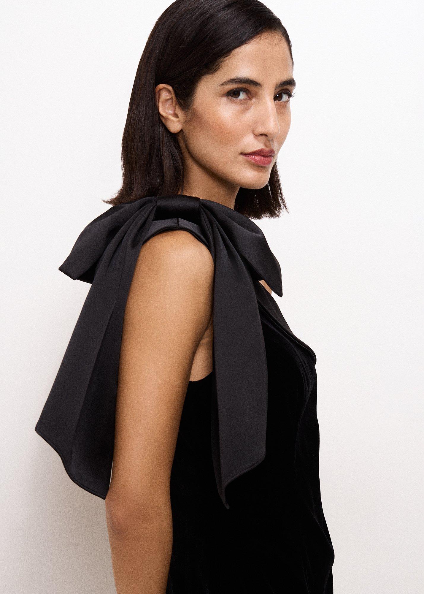 Sofia Black Velvet One Shoulder Dress
