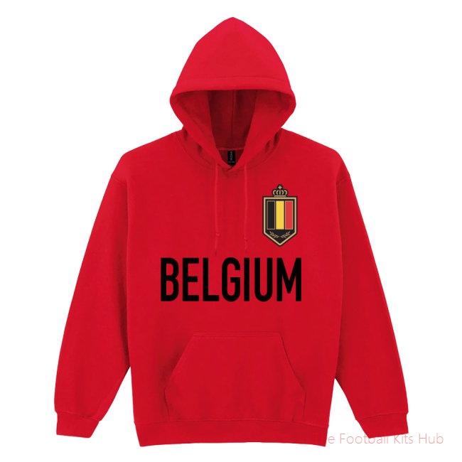 Men Belgium Logo & Text Hoody (Red) UEFA Euro