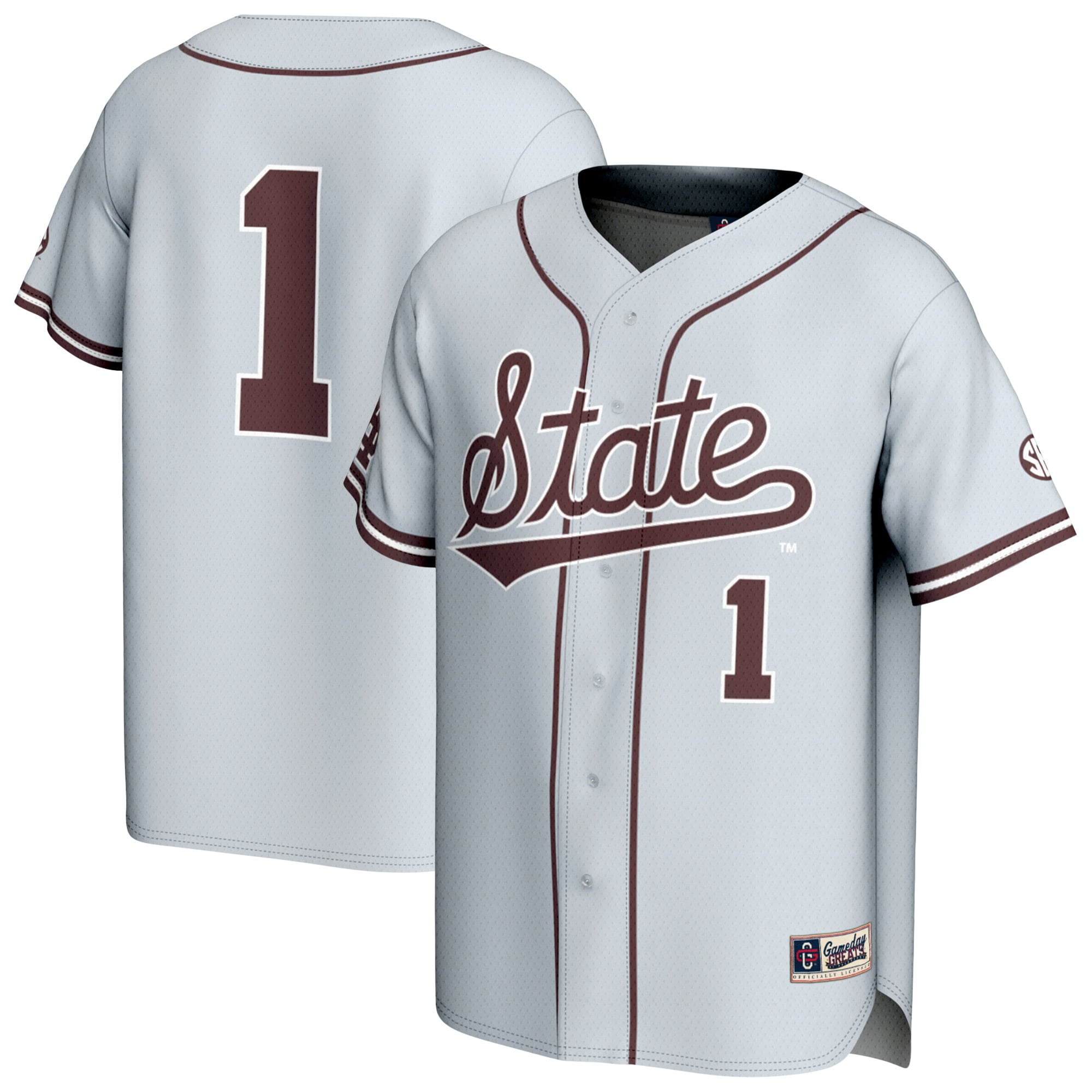 Mississippi State Bulldogs GameDay Greats Youth Lightweight Collegiate Baseball Fashion Jersey - Gray