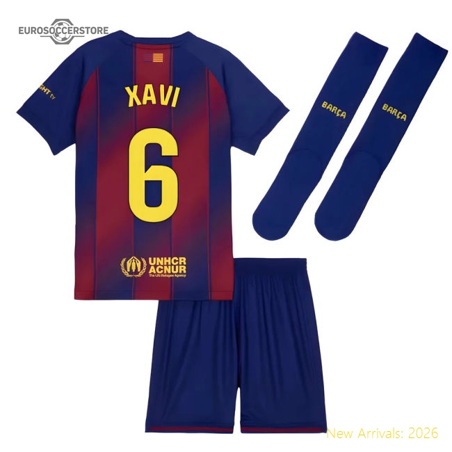 Barcelona Xavi Premium Home Jersey Primera Division Performance Fabric