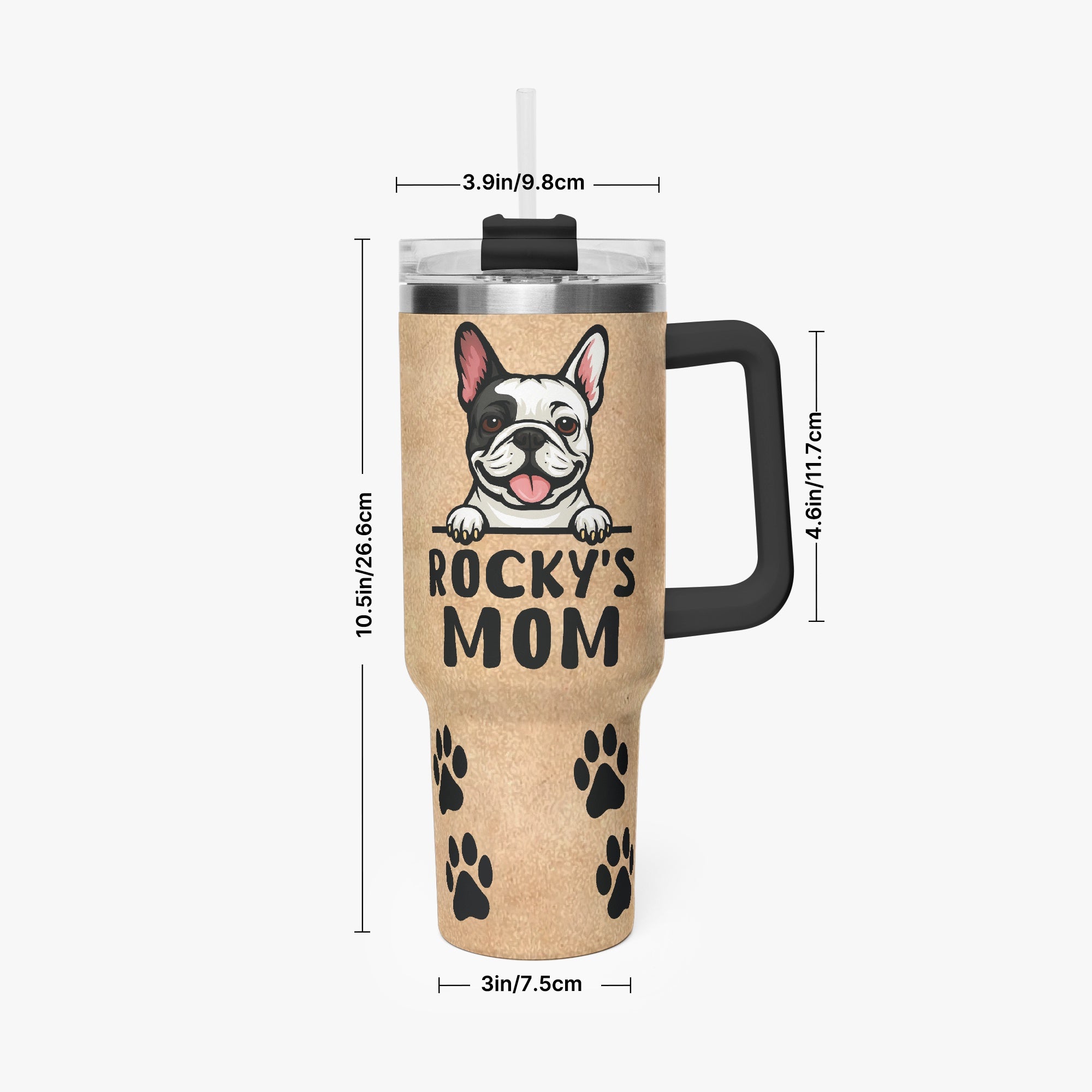 French Bulldog Kate Personalized Car Tumbler Cup Essential Dog Supply