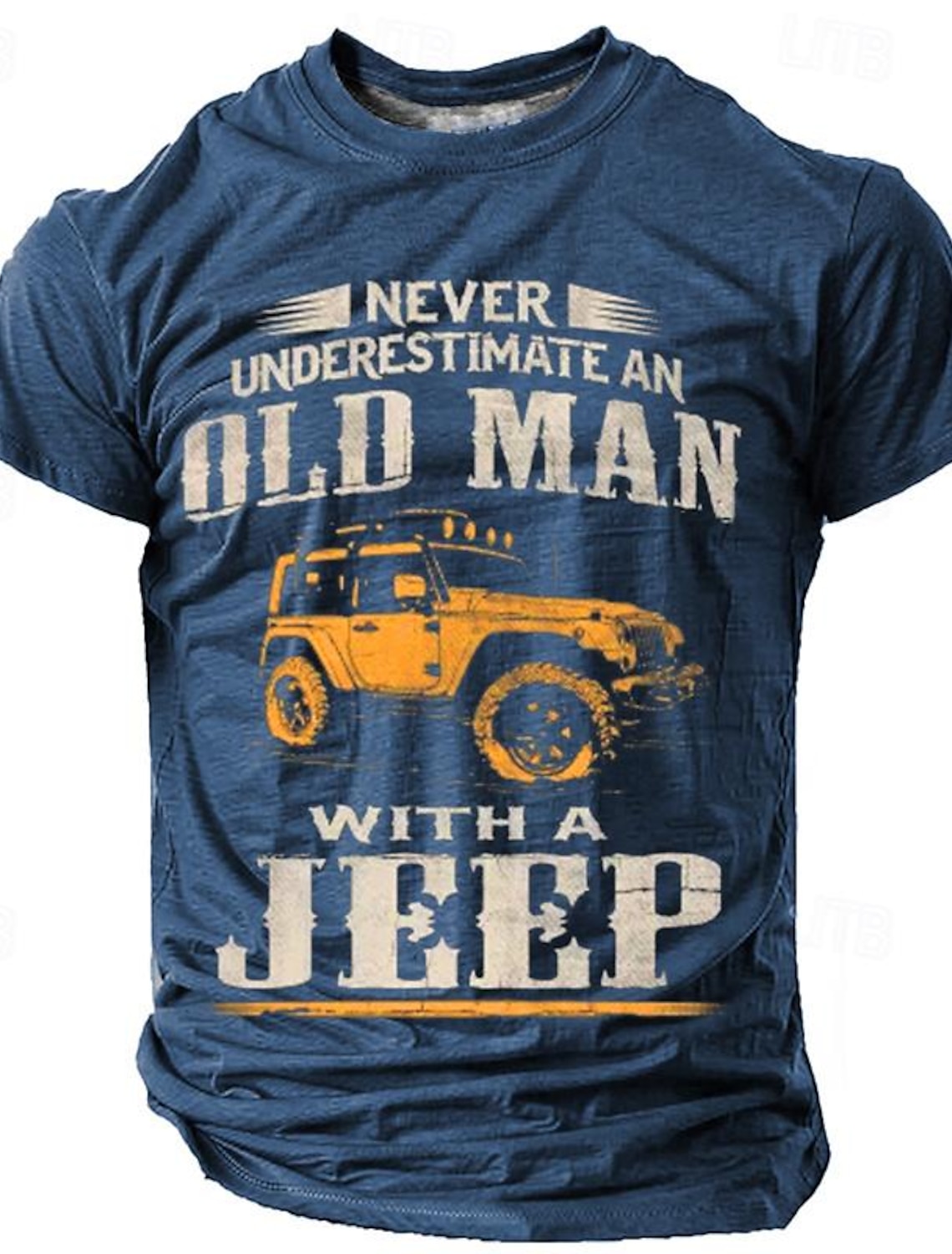 Mens Graphic T-Shirt Never Underestimate An Old Man With A Jeep Design Short Sleeve