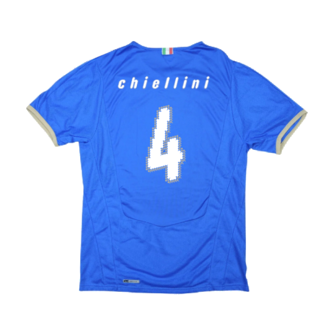 Chiellini 4 Player Issue Style Italy Top Level Home Pro Shirt