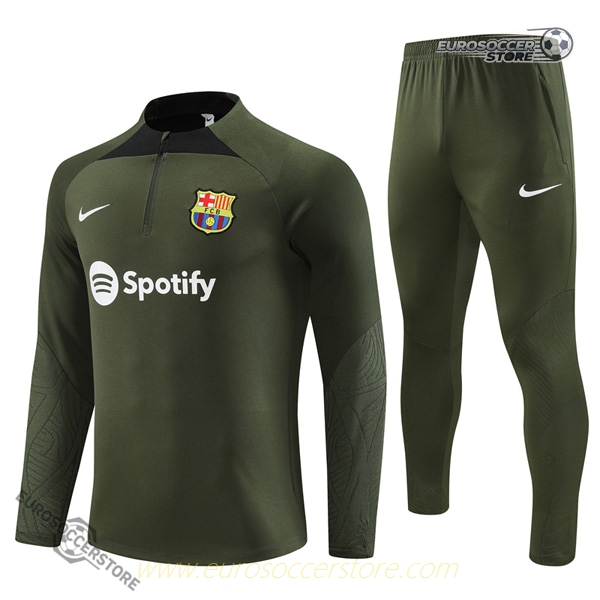 Barcelona 23-24 Army Green Tracksuit with Zipper Design