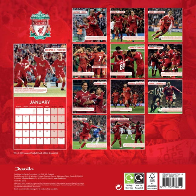 Adult Liverpool FC Legends Square Calendar 2026