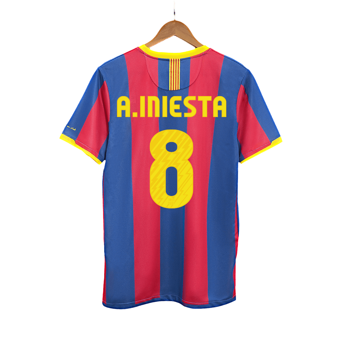 Retro A.INIESTA #8 2010/11 Barcelona Home  Soccer Jersey Authentic Kit