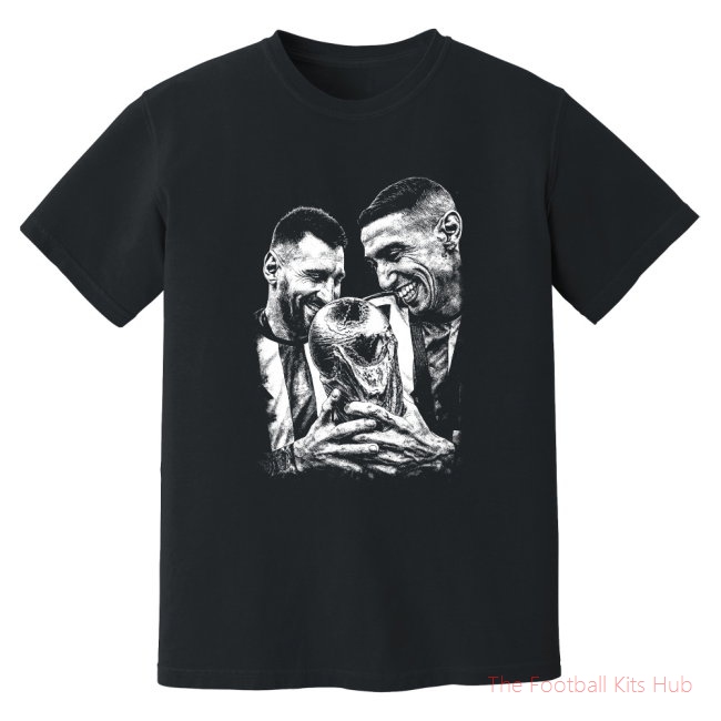 Messi & Di Maria Argentina World Cup Phantom Graphic Tee - Black