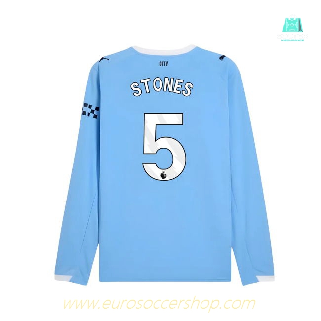 2025-2026 Man City Long Sleeve Home Shirt (Stones 5)