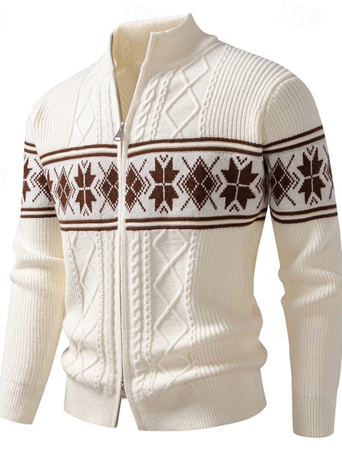 Men's Cardigan Sweater Cropped Zip Knit Ribbed Regular Tops Pocket