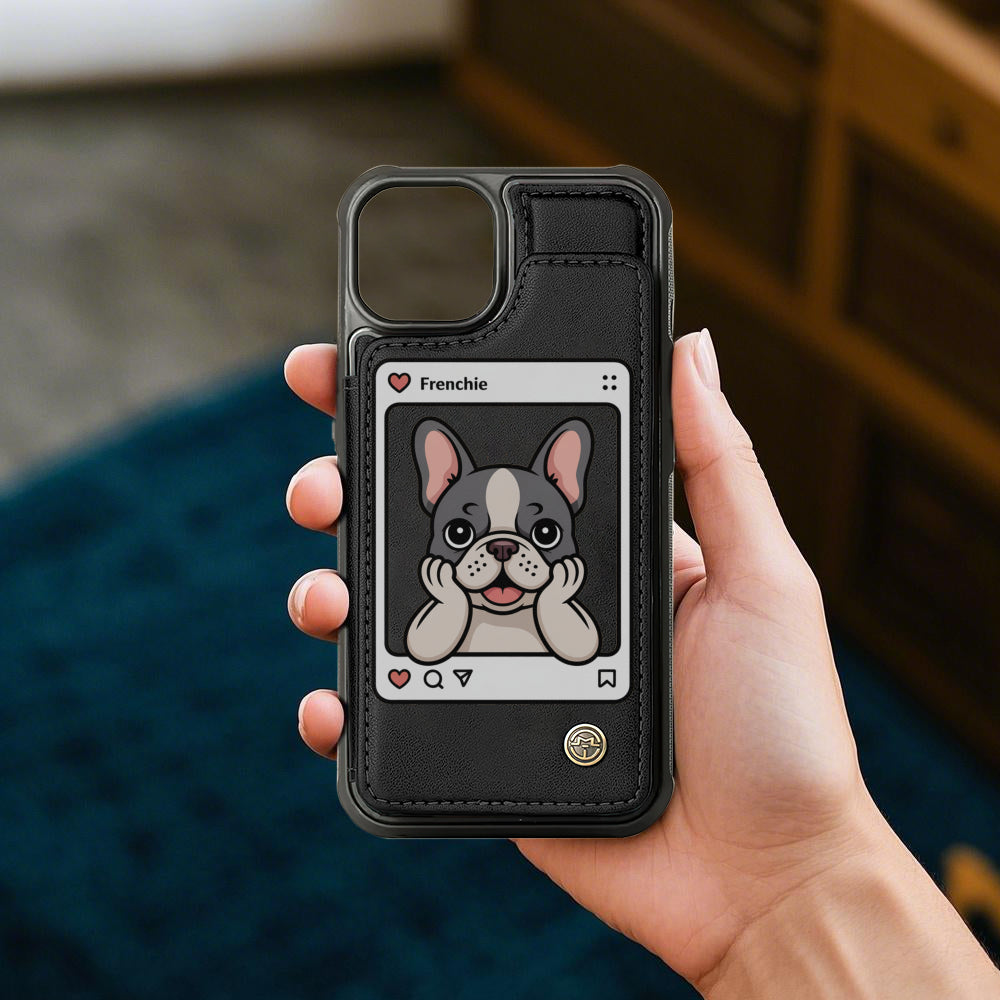French Bulldog Bailey Leather Wallet Case For For Iphone & Samsung Durable Dog Item