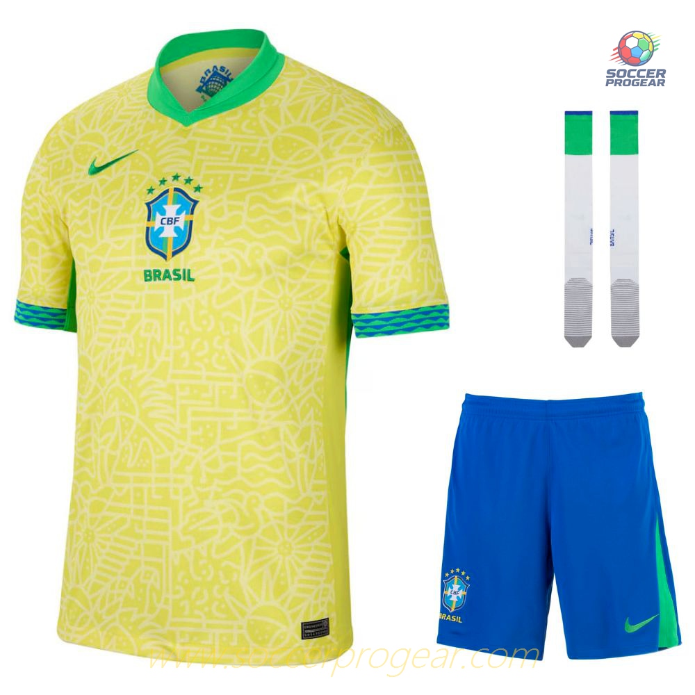 Children's Brazil Home Football Shirt Team Jersey 2024-25 Edition