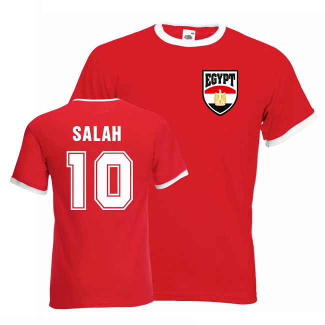 World-Class Mohammad Salah Egypt Ringer Tee (Red) Premium-Quality