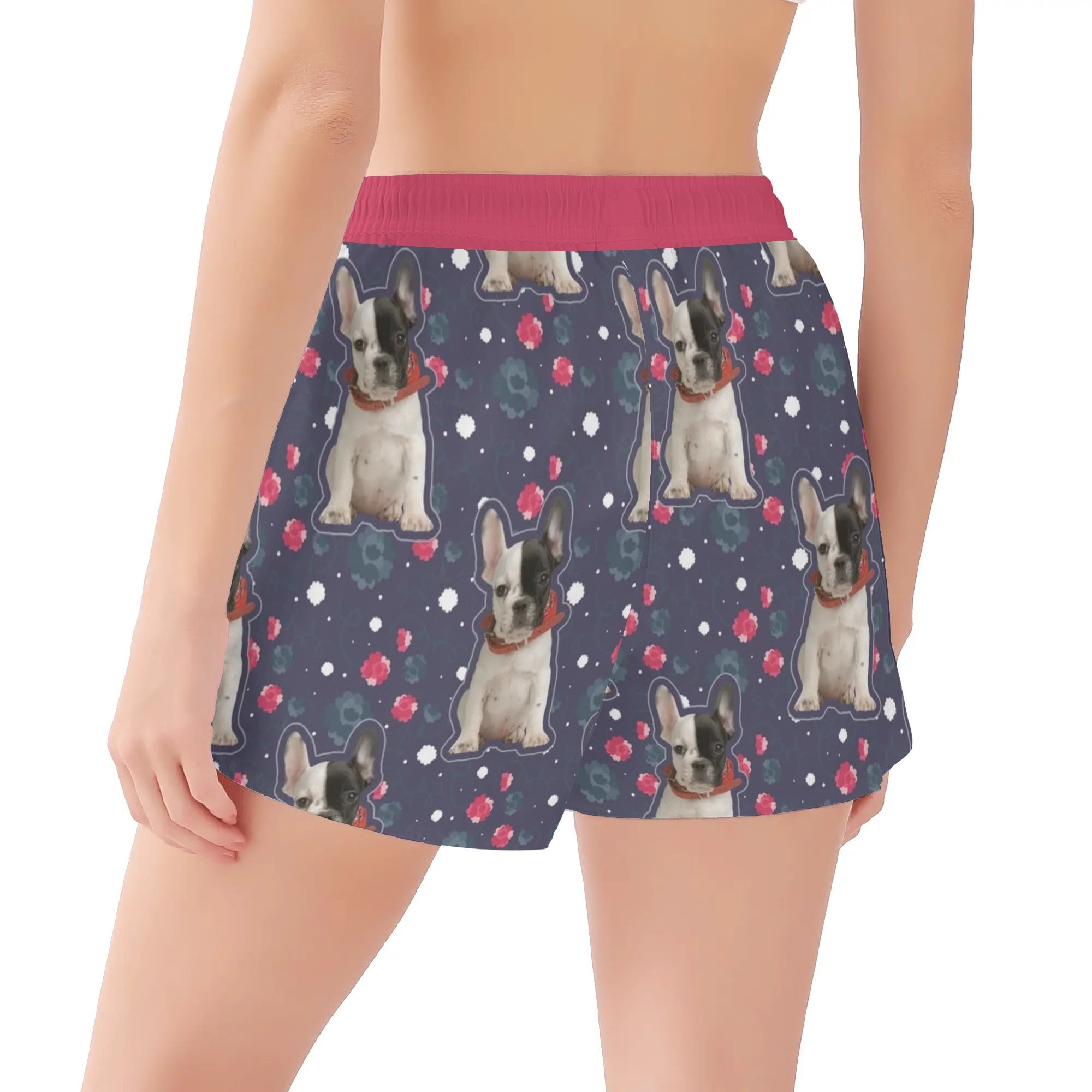 - Non-slip Women's Beach Shorts With French Bulldog Image Pet Gear