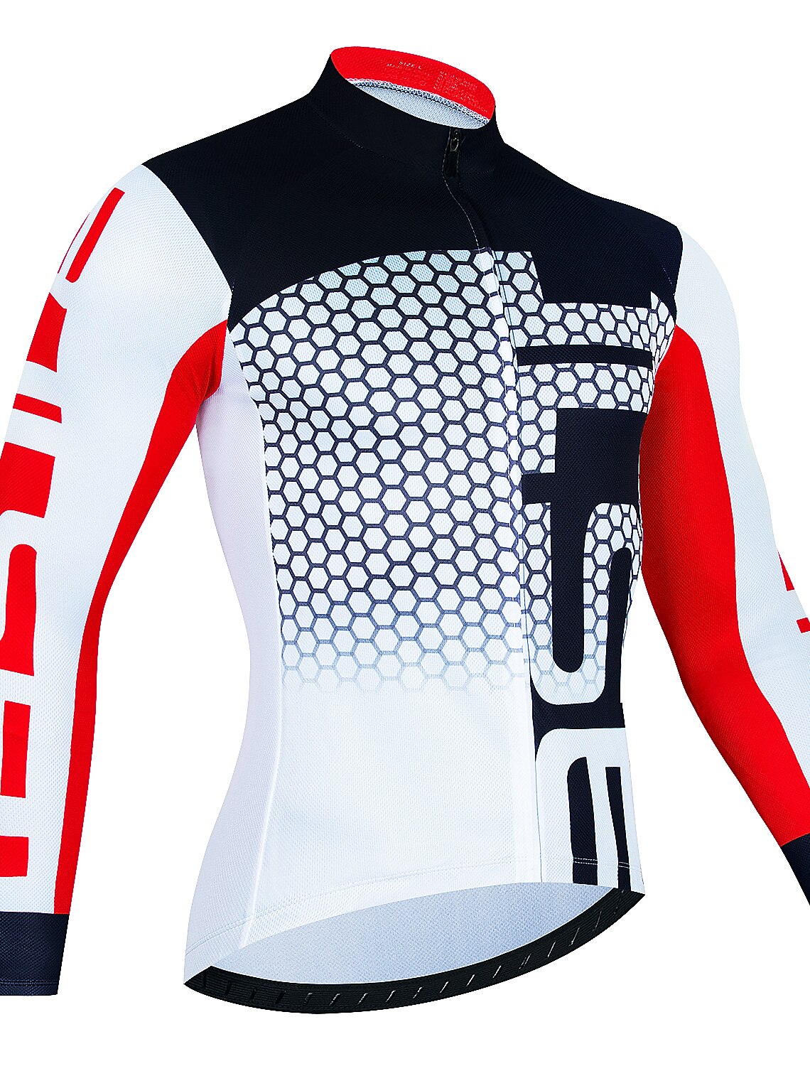 Men's Cycling Jersey Honeycomb Long Sleeve Bike Jersey Top with 3 Rear Pockets Mountain Bike MTB Road Bike Cycling Quick Dry Reflective Strips Back Pocket Moisture Wicking Sports Black White Red