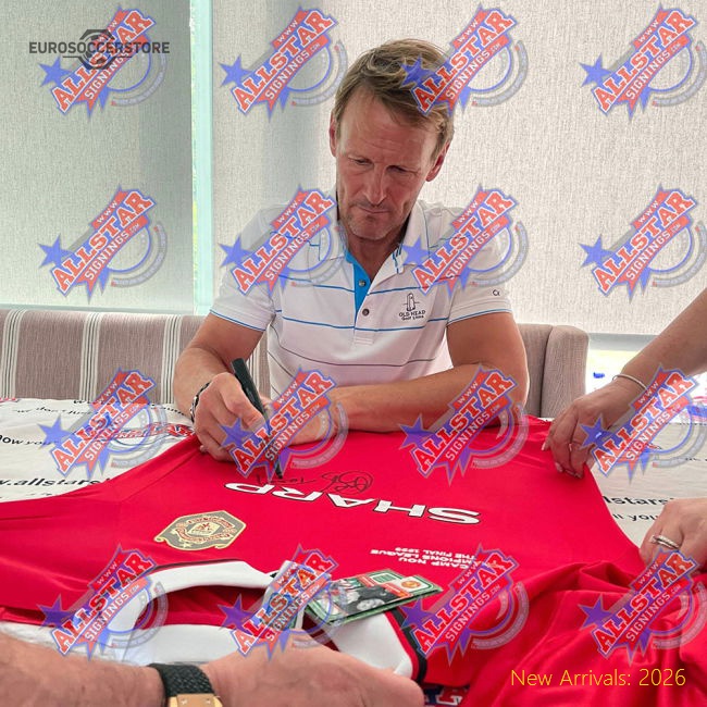 Premium Manchester United Fc 1999 Solskjaer  Sheringham Signed Shi