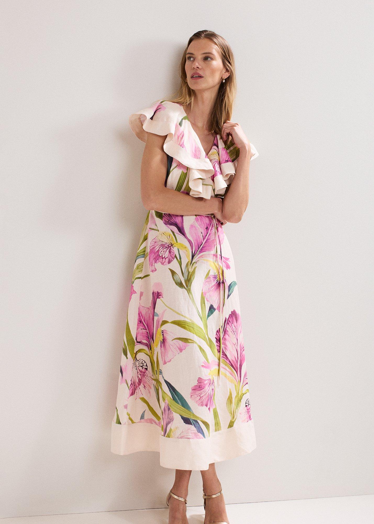 Matilda Floral Linen Ruffle Dress