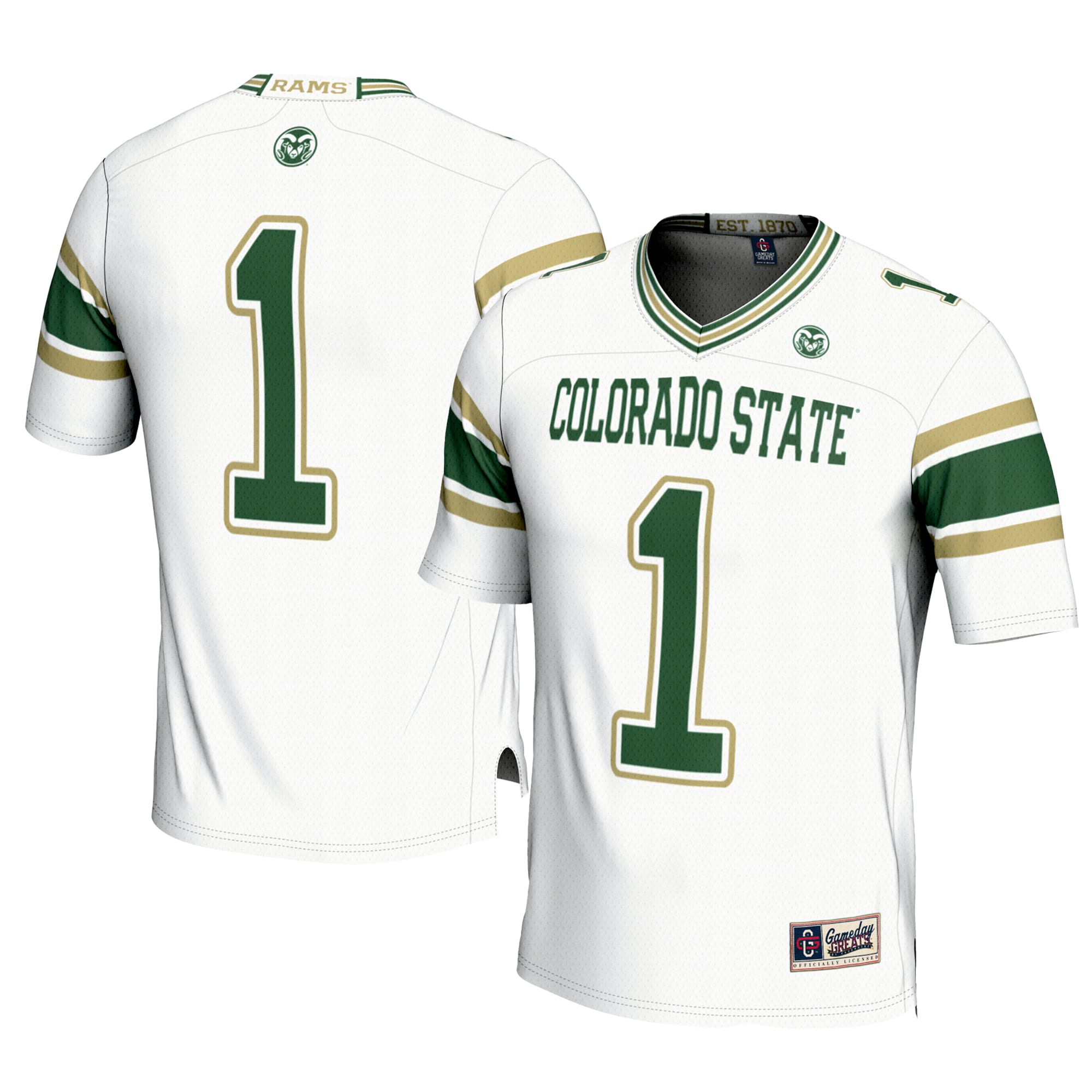 Youth #1 White Colorado State Rams Football Jersey