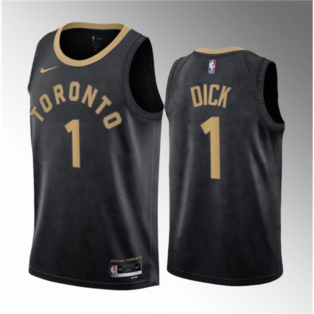 Men's Toronto Raptors #1 Gradey Dick Black 2023 Draft City Edition Stitched Basketball Jersey