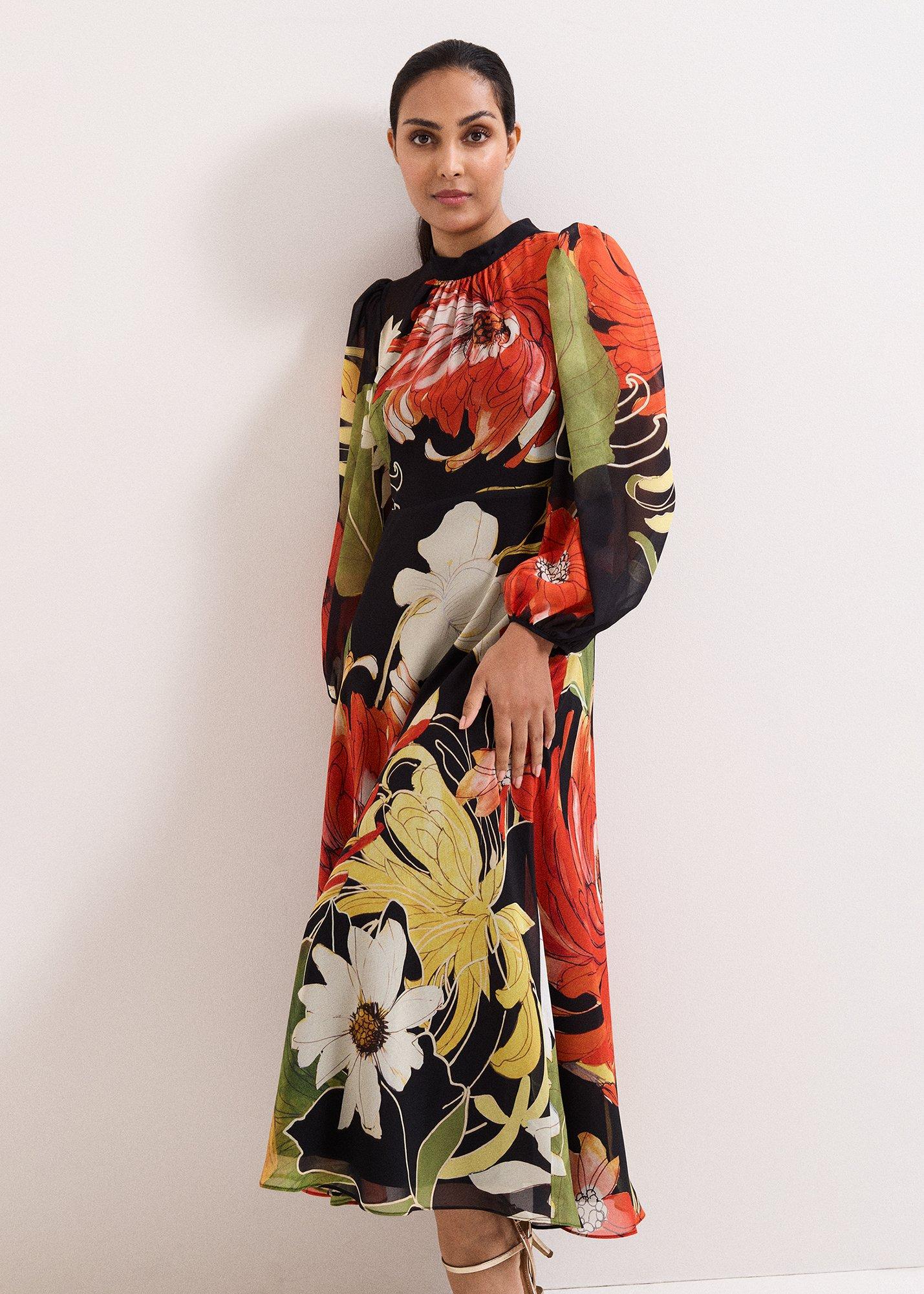 Petite Eve Floral Printed Midi Dress