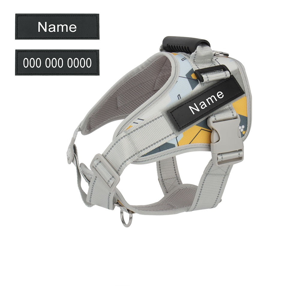 Frenchie Personalized Reflective Adjustable Harness Dog Supplies
