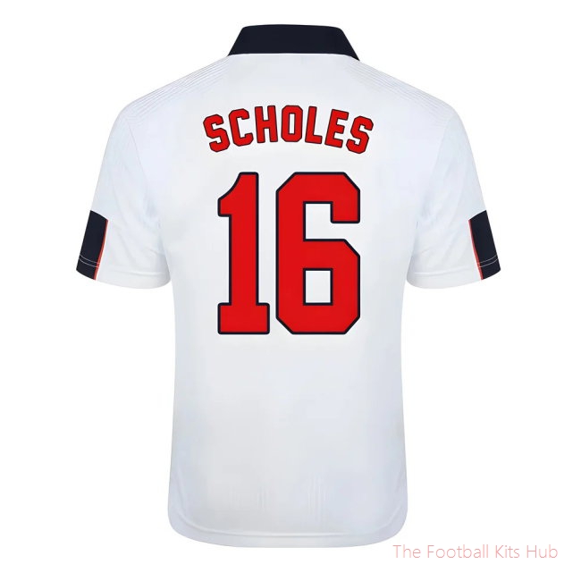 Score Draw England World Cup 1998 Home Shirt (Scholes 16)
