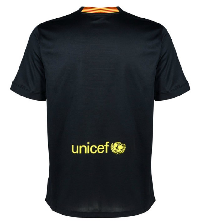 Comfort Fit Barca 13-14 Barcelona Away Black Soccer Jersey